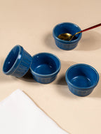 Solid Blue Color Dip Bowls with Design - The Golden Theory