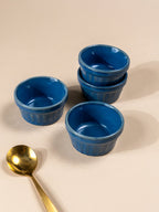 Solid Blue Color Dip Bowls with Design - The Golden Theory