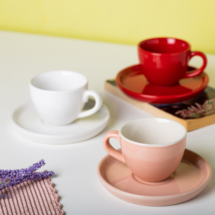 Solid Espresso cup and saucer | Pink