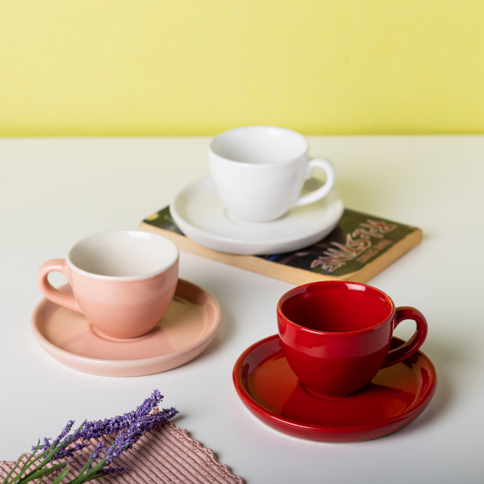 Solid Espresso cup and saucer | Pink