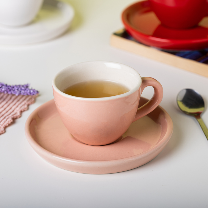 Solid Espresso cup and saucer | Pink