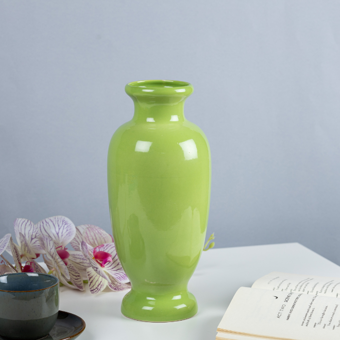 Solid Green Color Long Flower Vase Secondary image