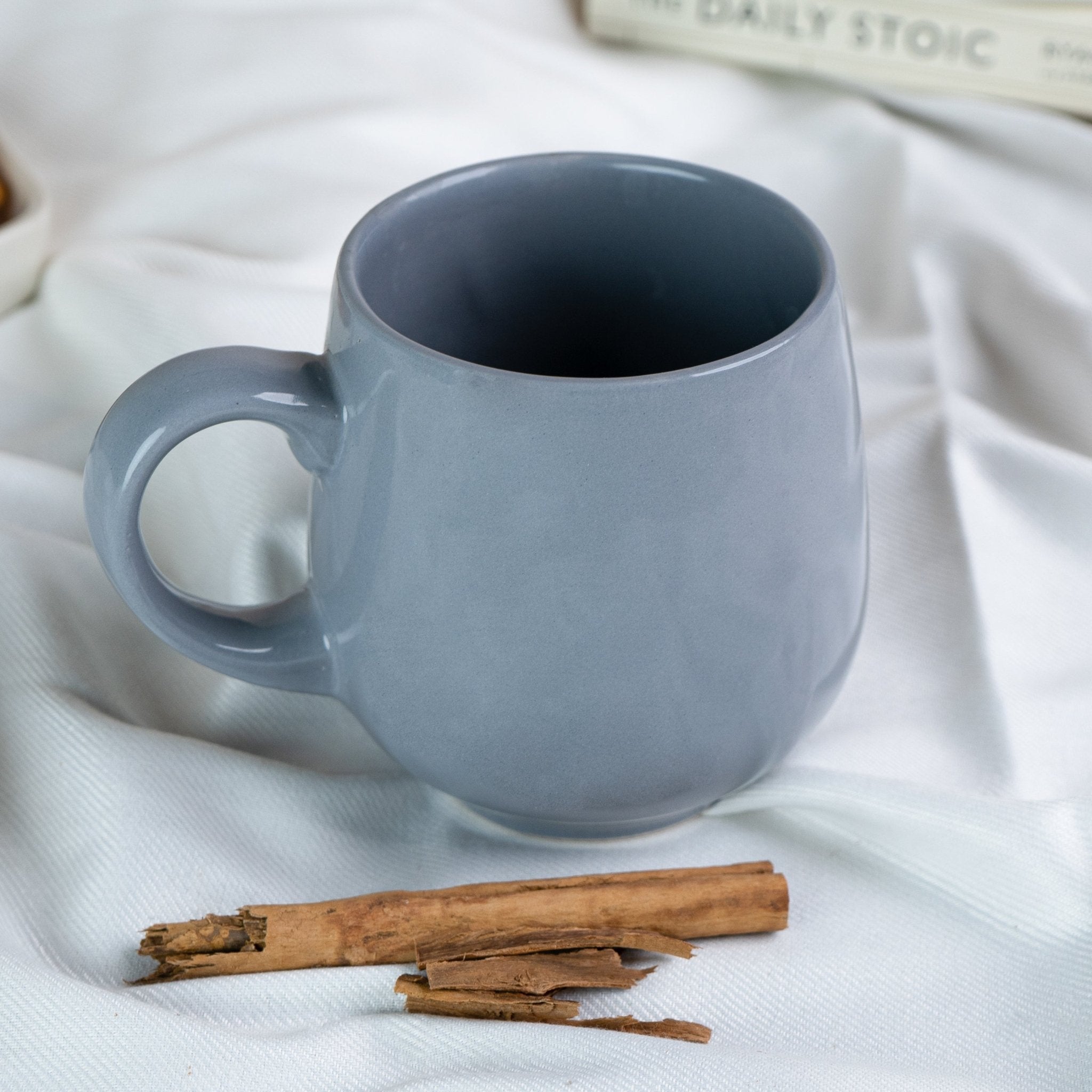 Solid Grey Ceramic Teacup - The Golden Theory