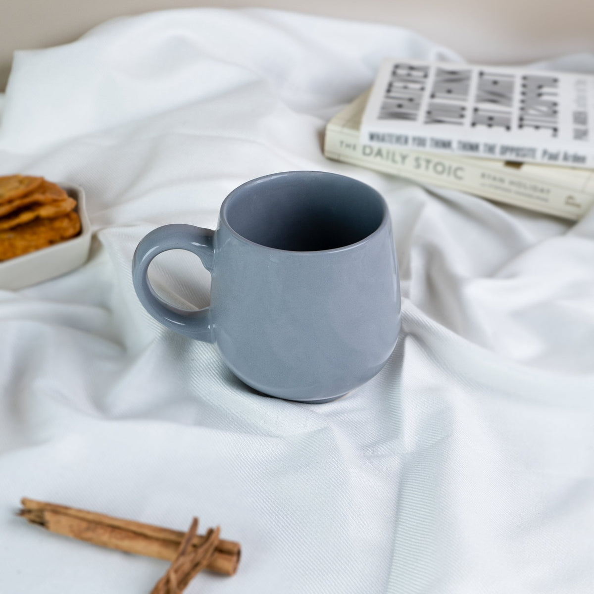 Solid Grey Ceramic Teacup - The Golden Theory
