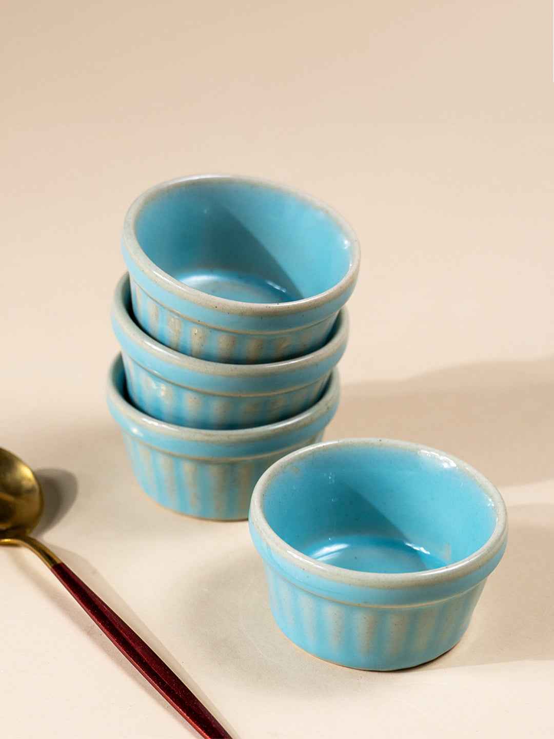 Solid Light Blue Colors Dip Bowls with Design Main image
