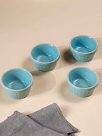 Solid Light Blue Colors Dip Bowls with Design