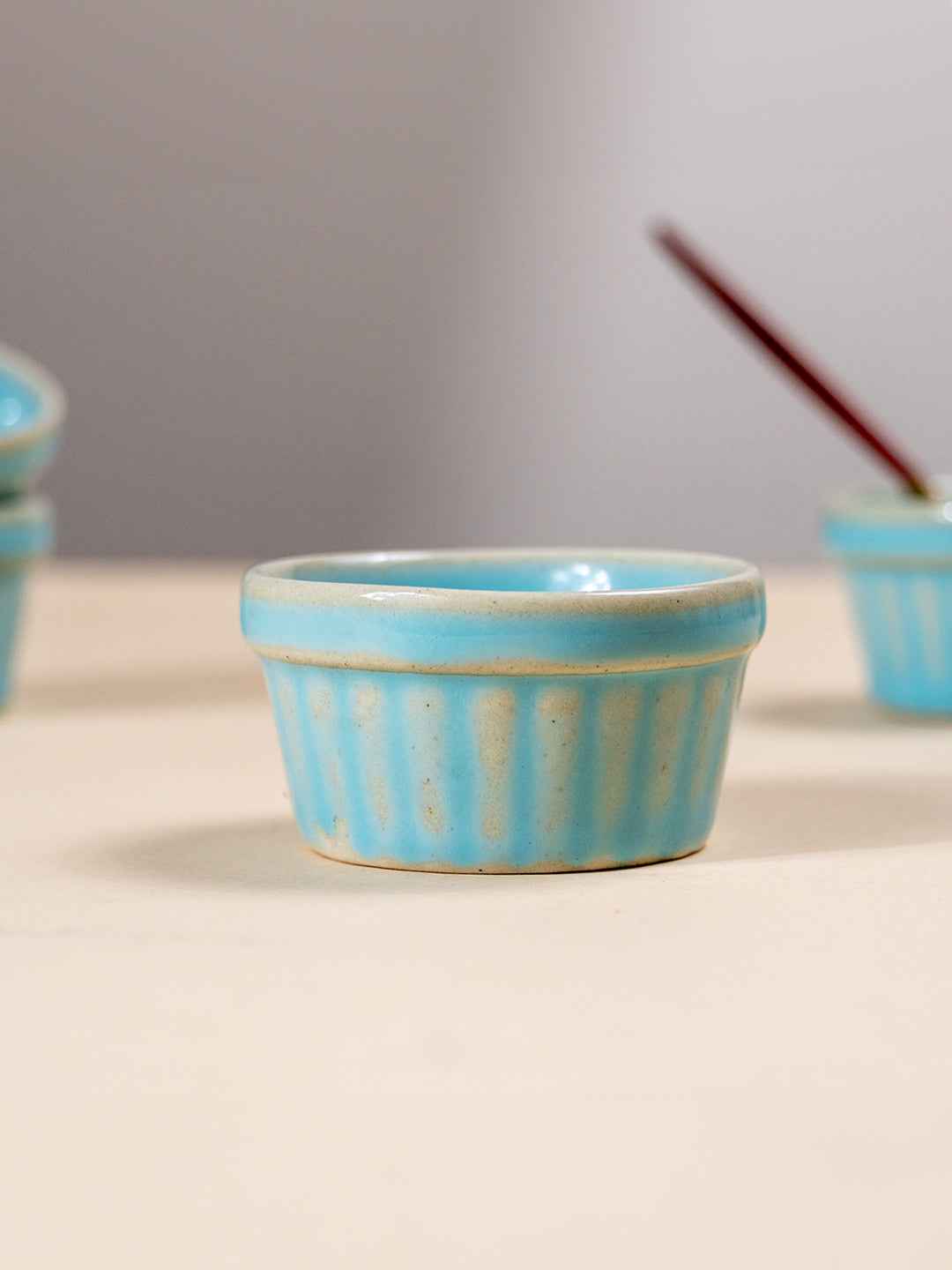 Solid Light Blue Colors Dip Bowls with Design Secondary image