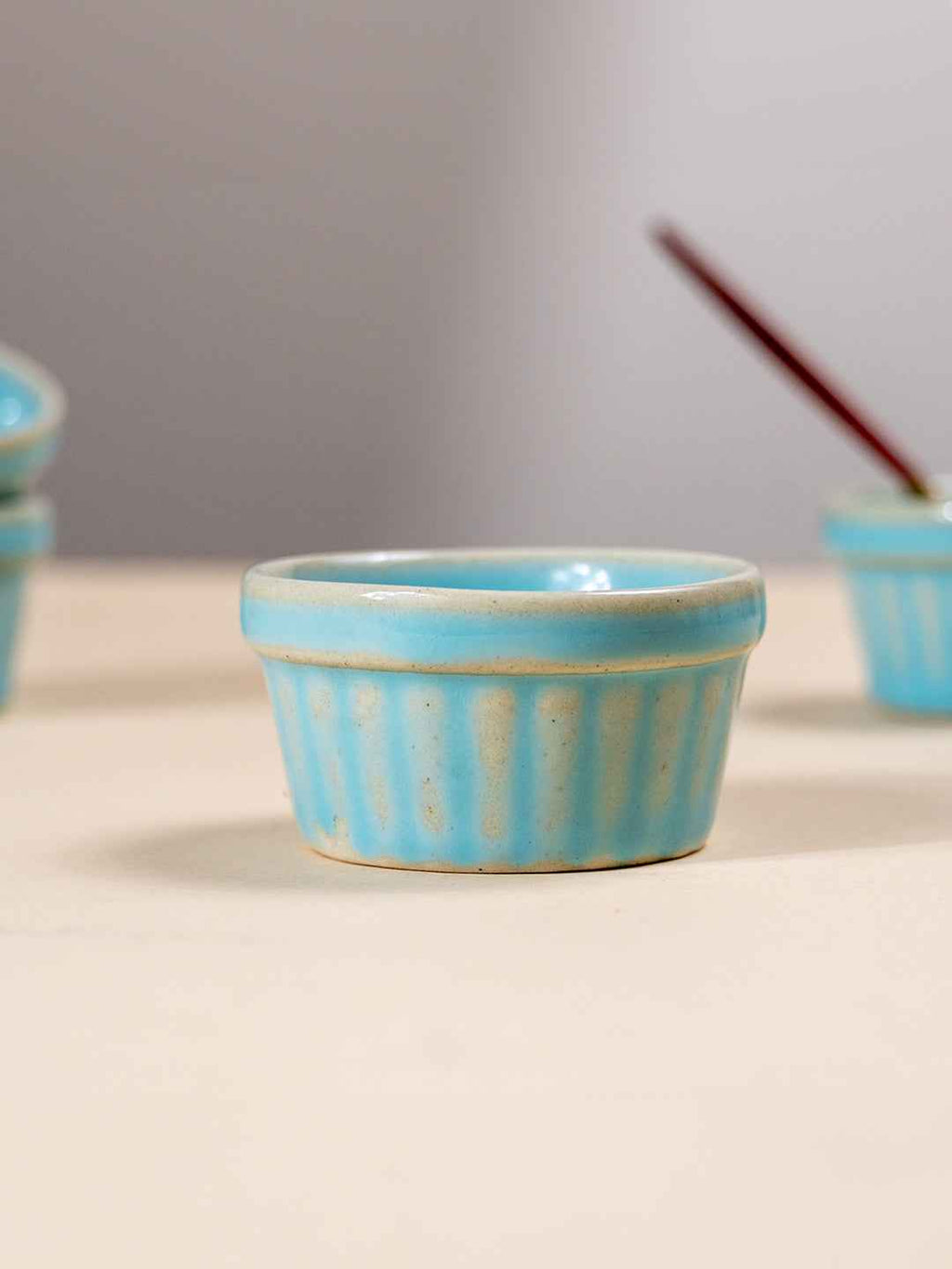 Solid Light Blue Colors Dip Bowls with Design