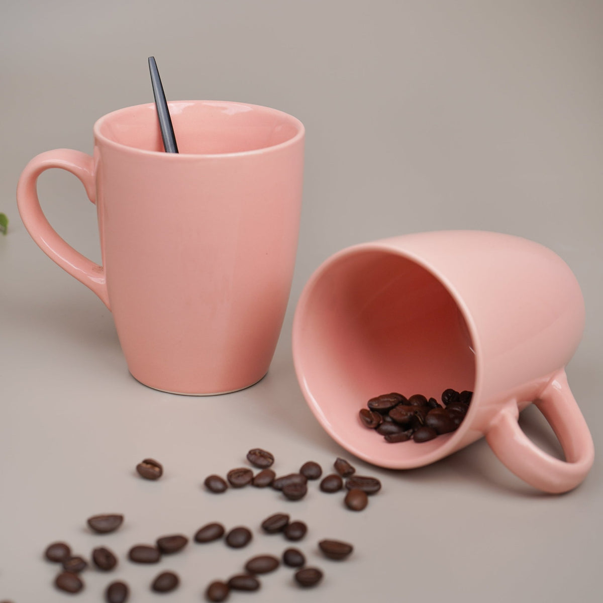 Solid Pink Ceramic Coffee Mug | Set of 2 - The Golden Theory