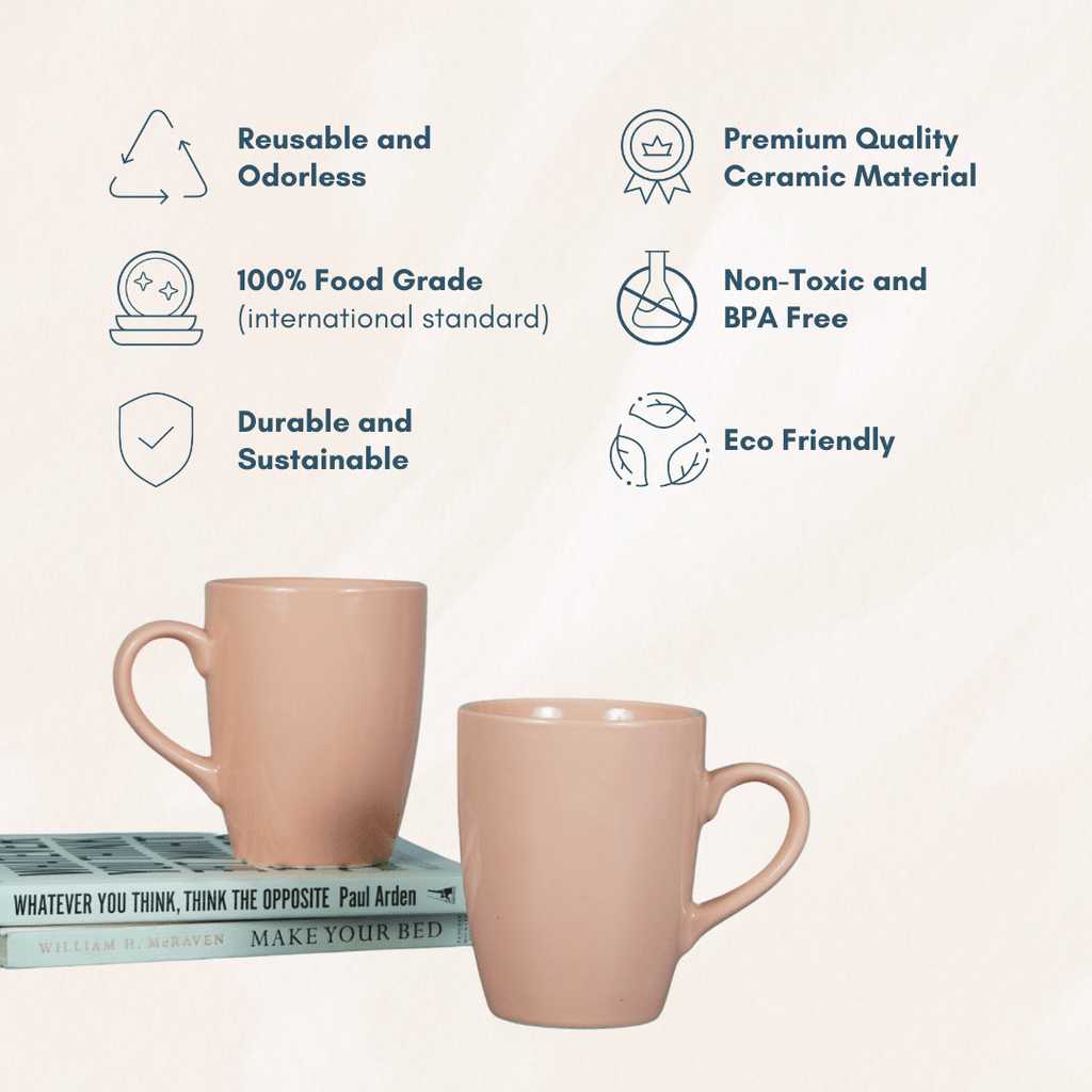 Solid Pink Ceramic Coffee Mug | Set of 2 - The Golden Theory