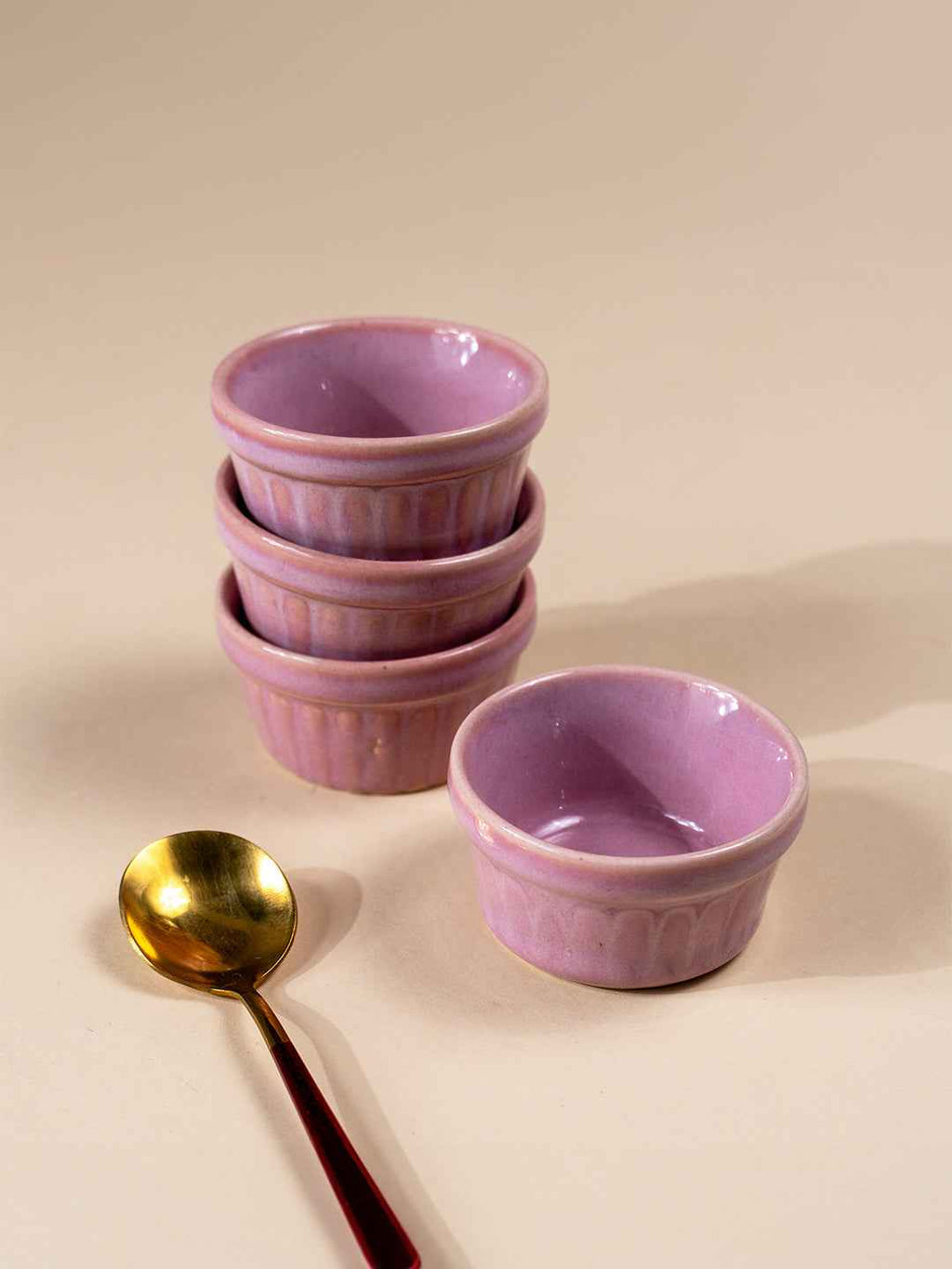 Solid Pink Color Dip Bowls with Design - The Golden Theory