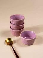 Solid Pink Color Dip Bowls with Design - The Golden Theory