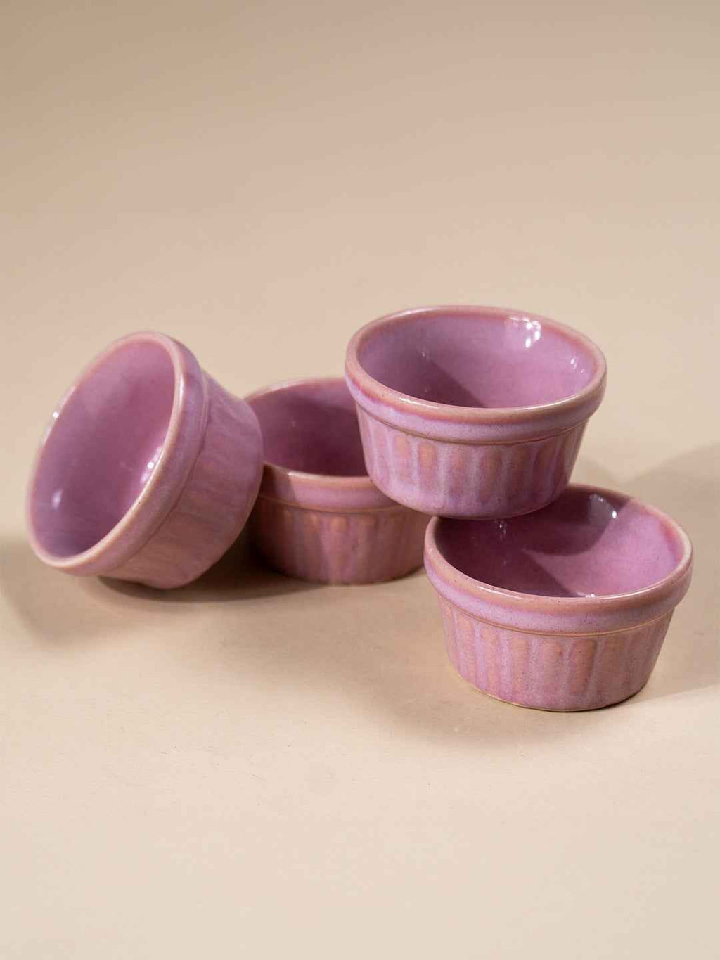 Solid Pink Color Dip Bowls with Design - The Golden Theory