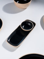 Speckled Beige & Black Ceramic Dinner Set – Set of 22 - The Golden Theory
