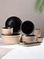 Speckled Beige & Black Ceramic Dinner Set – Set of 22 - The Golden Theory