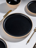 Speckled Beige & Black Ceramic Dinner Set – Set of 22 - The Golden Theory