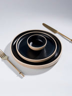 Speckled Beige & Black Ceramic Dinner Set – Set of 22 - The Golden Theory