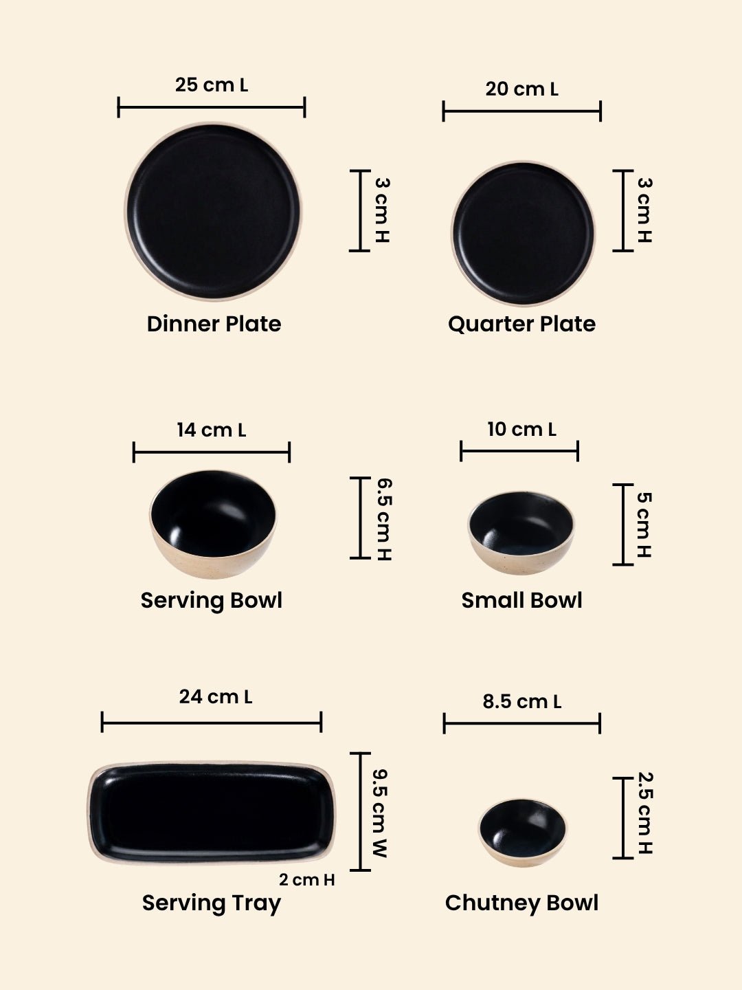 Speckled Beige & Black Ceramic Dinner Set – Set of 22 - The Golden Theory