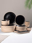 Speckled Beige & Black Ceramic Dinner Set – Set of 22 - The Golden Theory