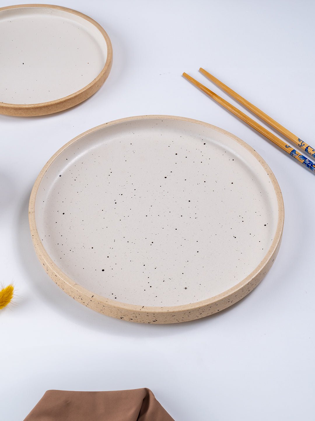Speckled Beige Ceramic Dinner Plate - The Golden Theory