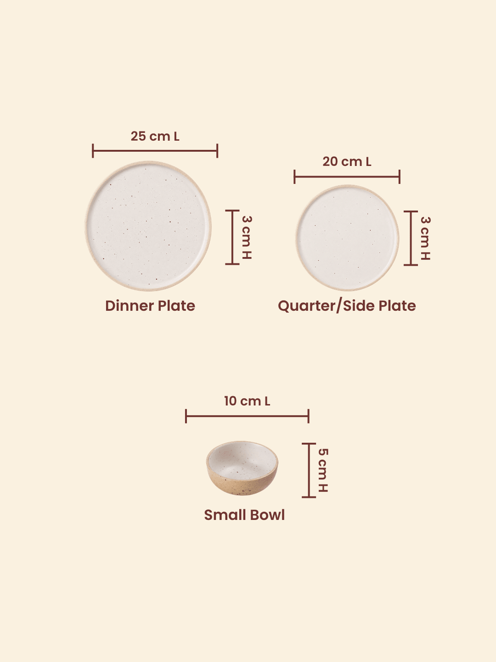 Speckled Beige Ceramic Dinner Set – Set of 18 - The Golden Theory