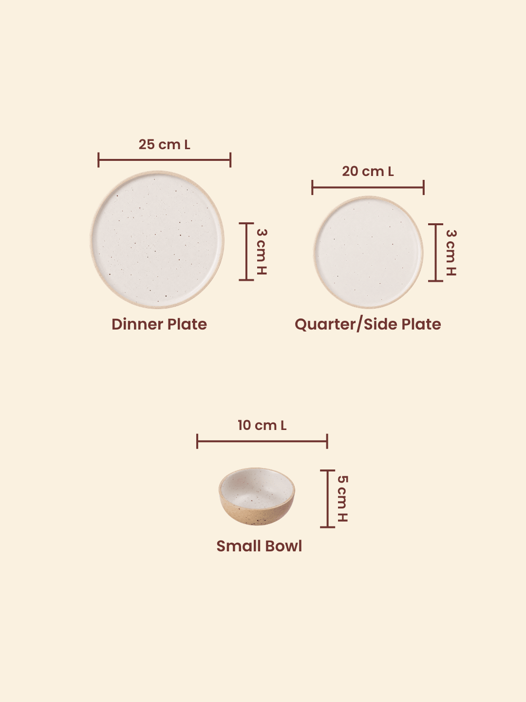 Speckled Beige Ceramic Dinner Set – Set of 18 - The Golden Theory
