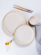Speckled Beige Ceramic Dinner Set – Set of 18 - The Golden Theory