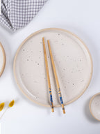 Speckled Beige Ceramic Dinner Set – Set of 18 - The Golden Theory