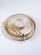 Speckled Beige Ceramic Dinner Set – Set of 18 - The Golden Theory