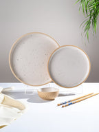Speckled Beige Ceramic Dinner Set – Set of 18 - The Golden Theory