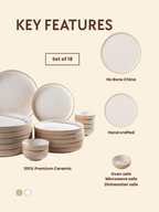 Speckled Beige Ceramic Dinner Set – Set of 18 - The Golden Theory