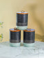 Speckled Black and Mint Ceramic Canister Set with Wooden Lids - The Golden Theory