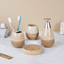 Speckled Cream and Wood Bathroom Set – Cozy Ceramic Bath Accessories - The Golden Theory