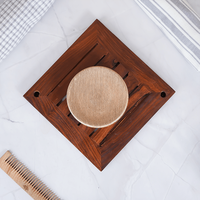 Speckled Cream and Wood Bathroom Set – Cozy Ceramic Bath Accessories - The Golden Theory