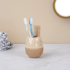 Speckled Cream and Wood Bathroom Set – Cozy Ceramic Bath Accessories - The Golden Theory