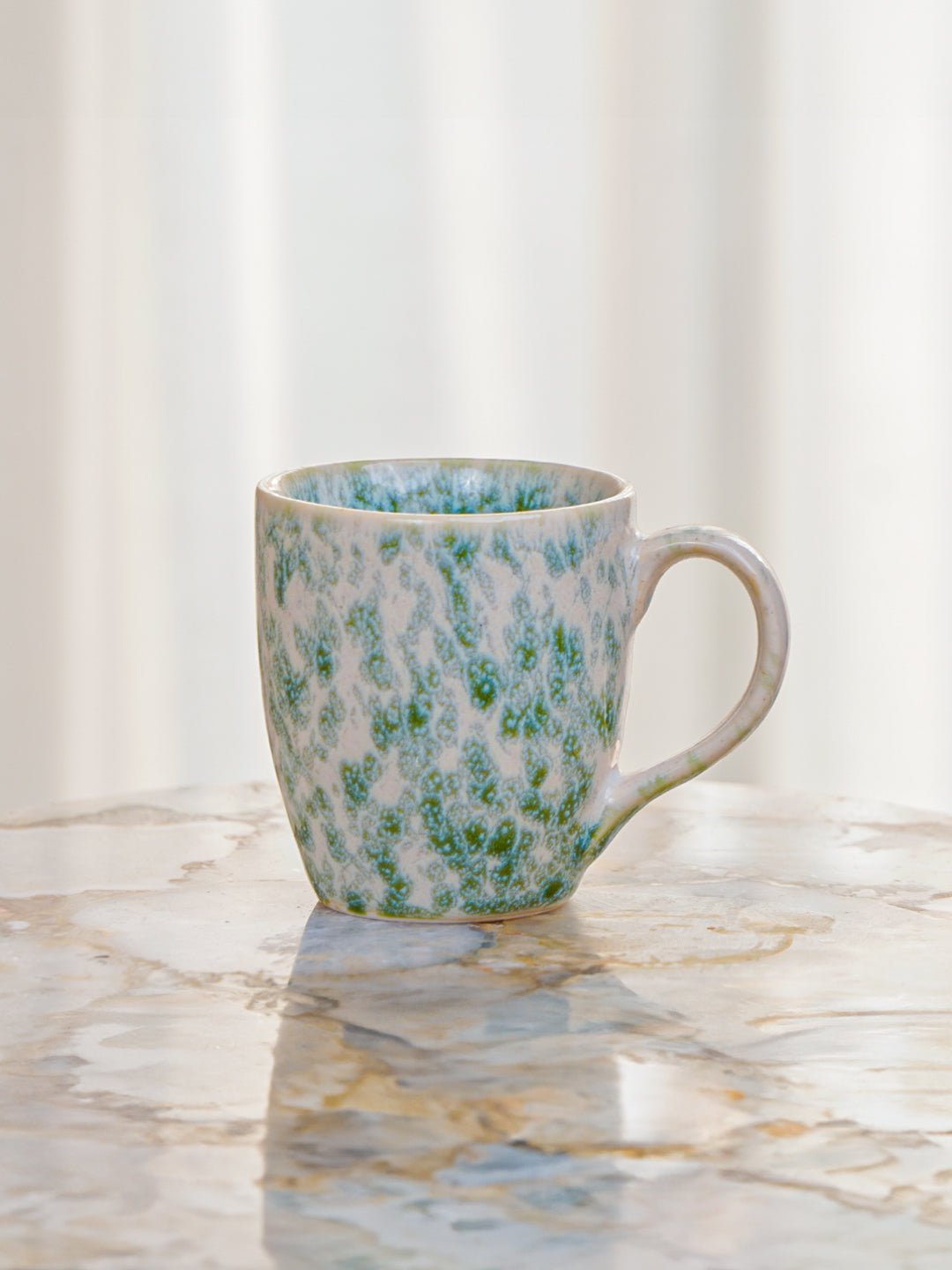 Speckled White and Green Ceramic Mug - The Golden Theory