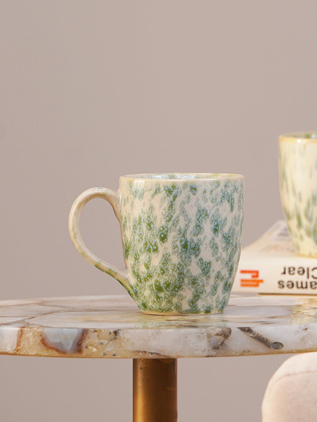 Speckled White and Green Ceramic Mug - The Golden Theory