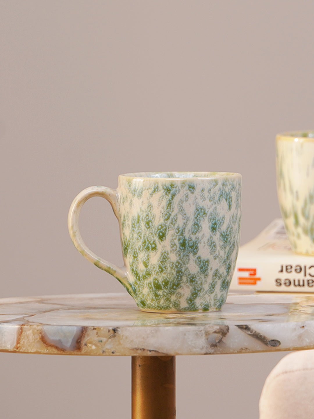 Speckled White and Green Ceramic Mug - The Golden Theory