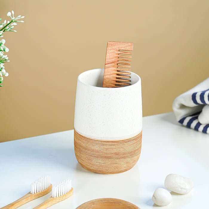 Speckled White Ceramic Bathroom Set of 4 - The Golden Theory