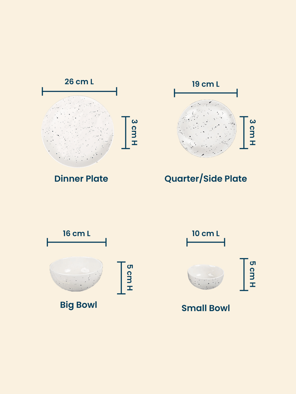 Speckled White Minimalist Ceramic Dinner Set of 20 - The Golden Theory