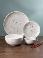 Speckled White Minimalist Ceramic Dinner Set of 20 - The Golden Theory