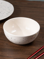 Speckled White Minimalist Ceramic Serving Bowl - The Golden Theory