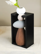 Stacked Stone Vase with Black Geometric Frame - The Golden Theory