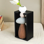Stacked Stone Vase with Black Geometric Frame - The Golden Theory