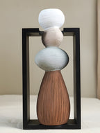 Stacked Stone Vase with Black Geometric Frame - The Golden Theory