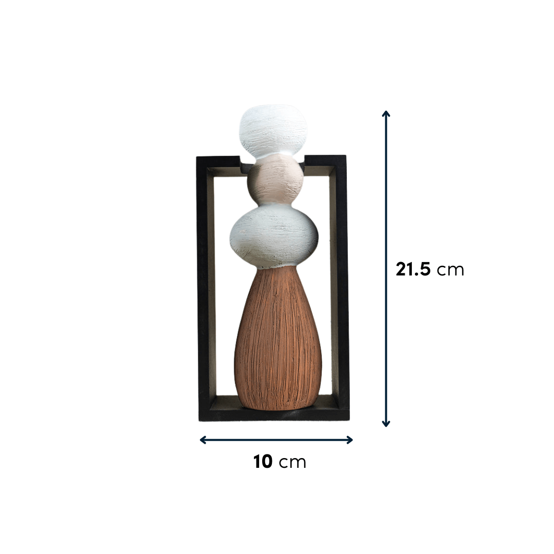 Stacked Stone Vase with Black Geometric Frame - The Golden Theory