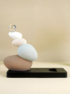 Stacked Stone Wine Bottle Holder with Neutral Tones - The Golden Theory
