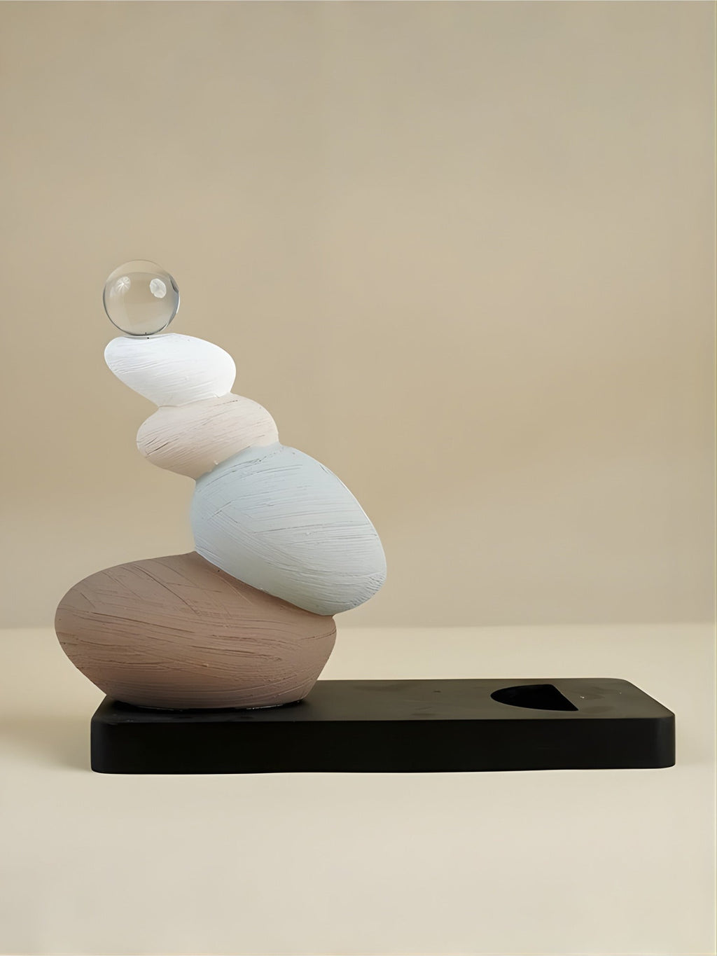 Stacked Stone Wine Bottle Holder with Neutral Tones - The Golden Theory