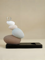 Stacked Stone Wine Bottle Holder with Neutral Tones - The Golden Theory