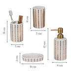 Striped White and Gold Bathroom Set – Chic Ceramic Bath Accessories - The Golden Theory